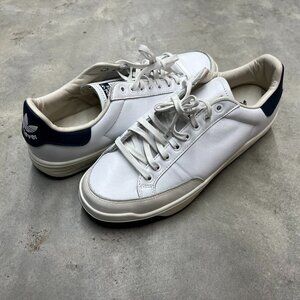 Adidas Rod Laver Flat White Navy Premium Leather Men's Size 9 FX5606 - Used